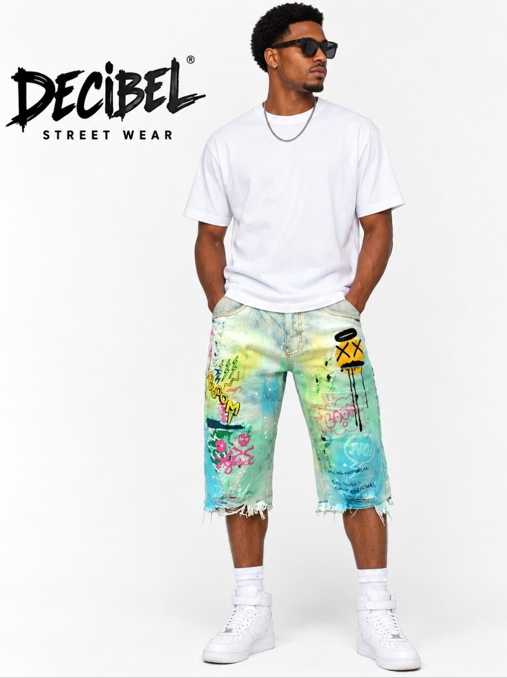 DECIBEL  GRAFFITI DENIM  Street Wear SHORTS  Men Size:40